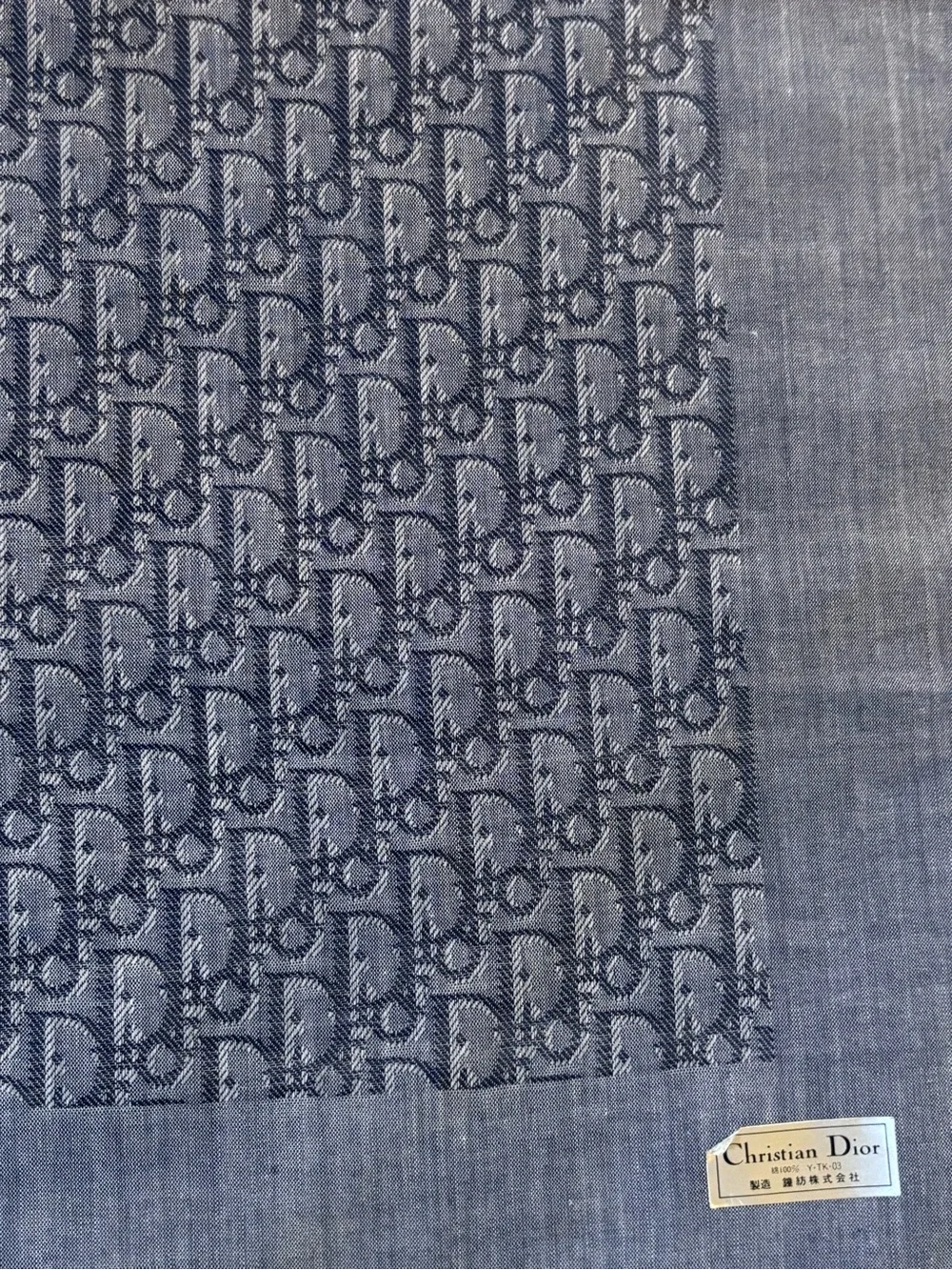 Authentic Christian Dior Trotter Monogram Handkerchief- Denim Blue 18x18